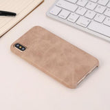 Leather Usams beige Funda iPhone X