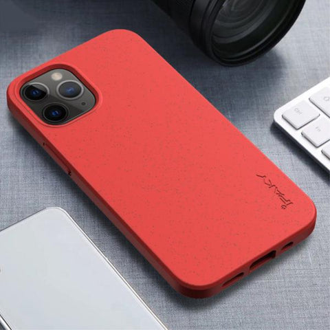 iPaky Wheat Straw Matte rojo Funda iPhone 12 Pro Max