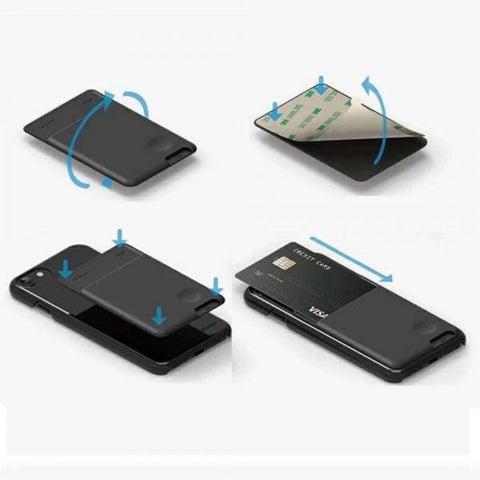 Silicone Card Pocket adhesivo móvil negro