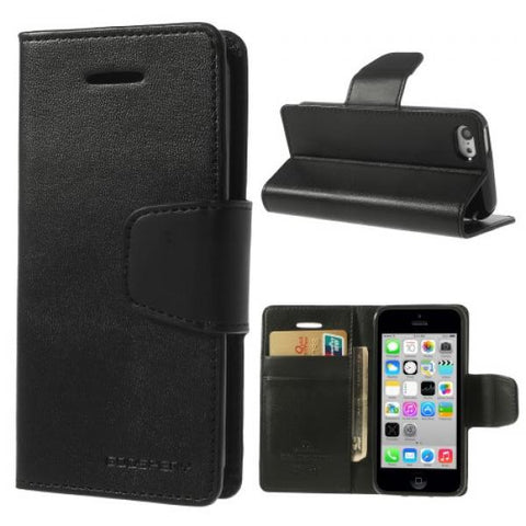 Leath Booky negro Funda iPhone 5C