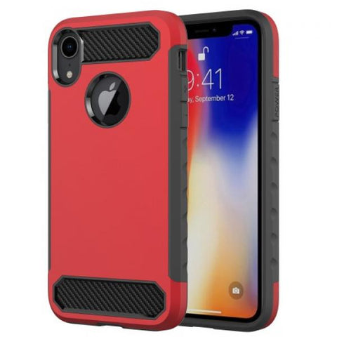Super Carbon Protect rojo Funda iPhone XR