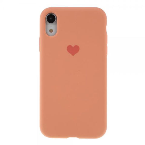 Hard Heart Silicone coral Funda iPhone XR