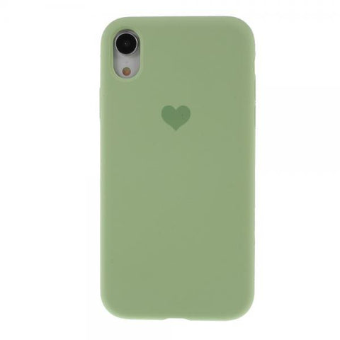Hard Heart Silicone verde Funda iPhone XR