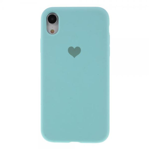 Hard Heart Silicone blue Funda iPhone XR