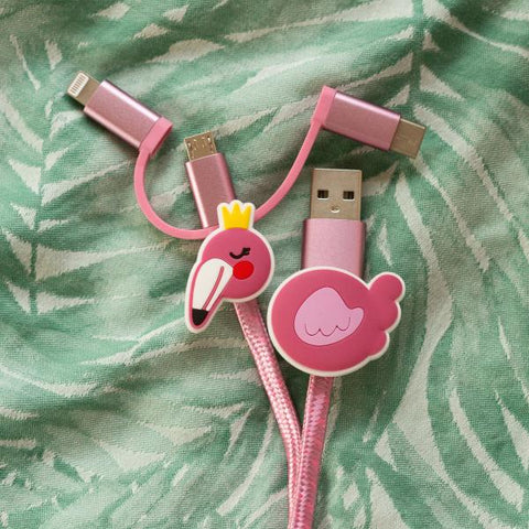 Cable 3 en 1 Flamingo